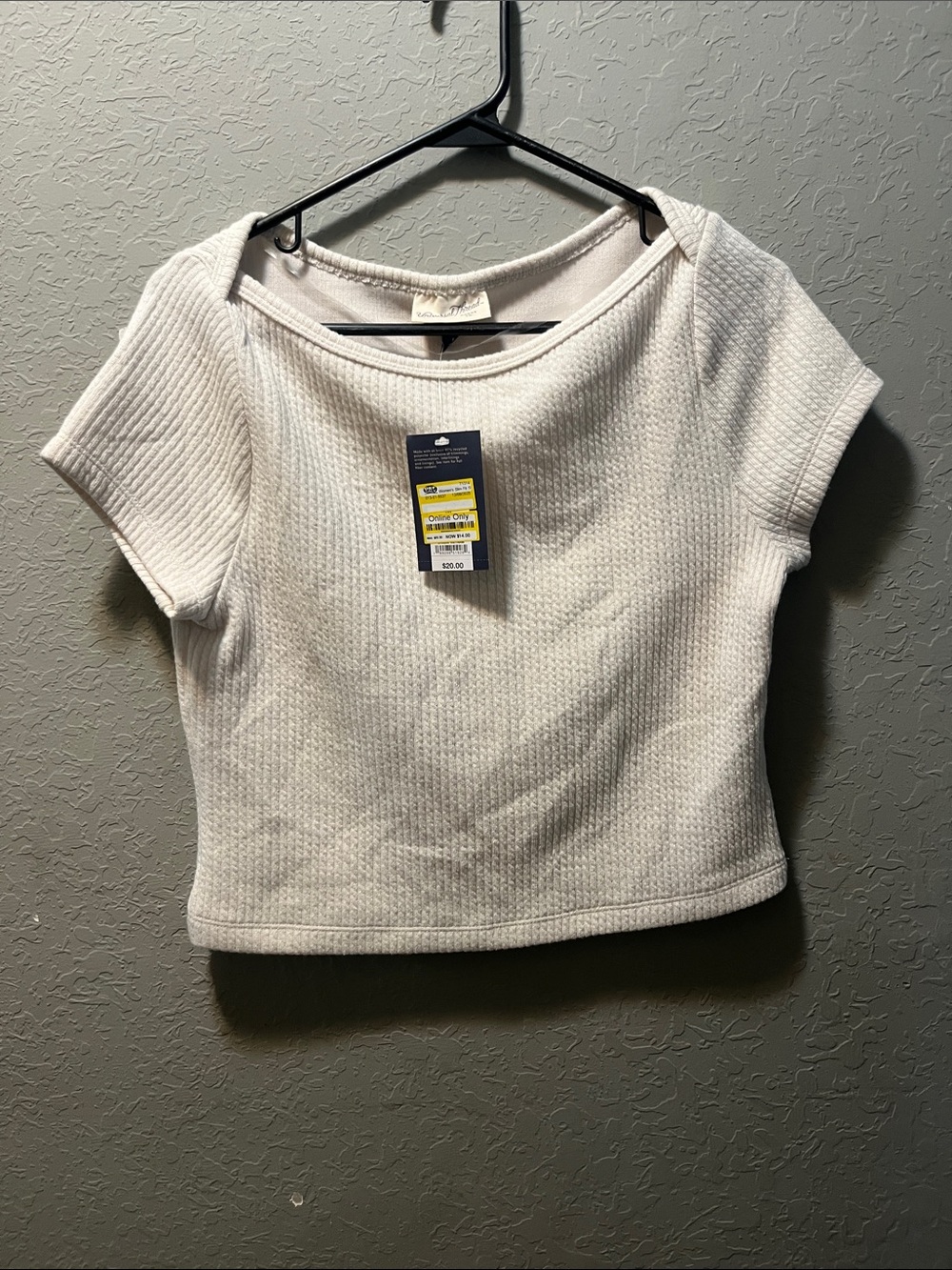 Universal Thread Cream Textured Short-Sleeve Crop Top